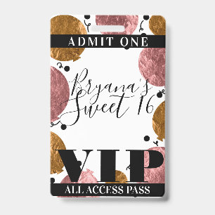 Badge Balloons Bronze Or Rose Gold Pass VIP Fête Sweet 1