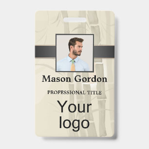 Badge Bambou, fond beige