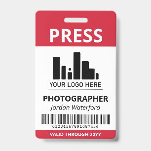 Badge Bande de code-barres de logo rouge cramoisi ID Pre