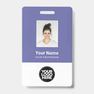 Badge Bande de code-barres de photo d'employé violet Nom