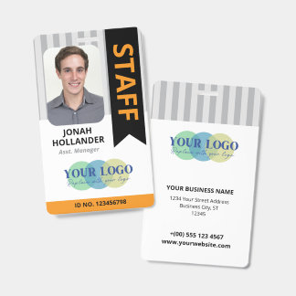 Badge Bandes grises orange Votre logo Carte d'identité d