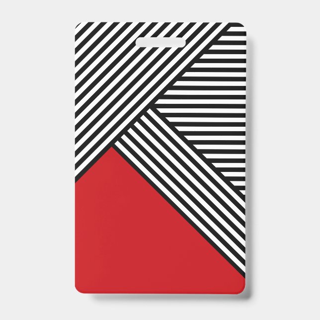 Badge Bandes noires et blanches avec triangle rouge (Avant)