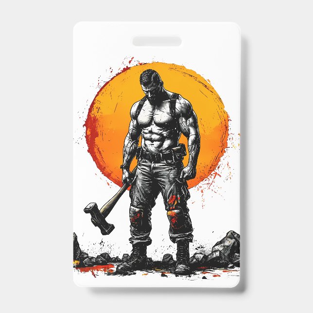 Badge barbare guerrier imaginaire médiéval (Face)