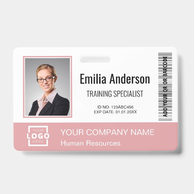 Badge Barre de code personnalisée pour entreprise avec l (Avant)