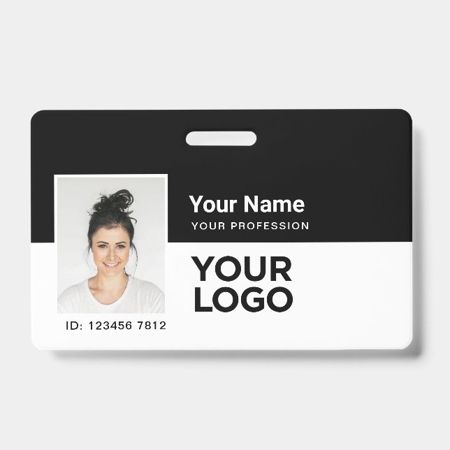 Badge Barre photo de l'employé noir ou nom du logo du co (Avant)