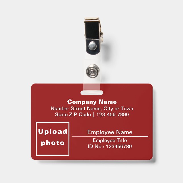 Badge Basé sur le texte avec photo de l'employé Rectangl (Avant avec clip)