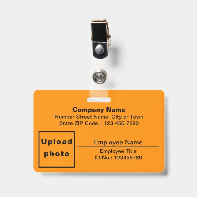 Badge Basé sur le texte avec photo de l'employé Rectangl (Avant avec clip)