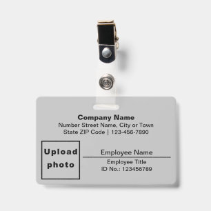 Badge Basé sur le texte avec photo de l'employé Rectangl
