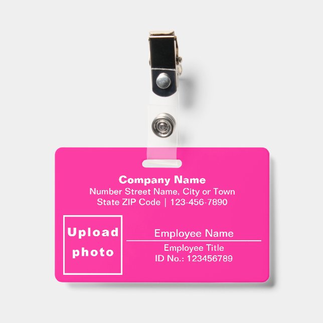Badge Basé sur le texte avec photo d'employé Rectangle R (Avant avec clip)