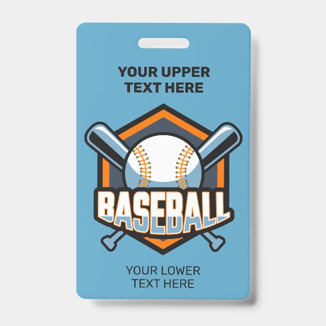 Badge Baseball Texte personnalisé & Couleur (Avant)