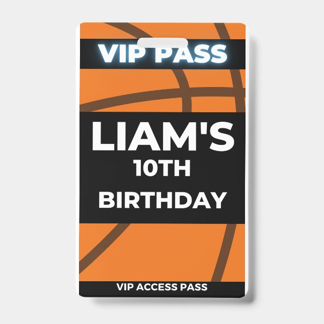 Badge Basketball Anniversaire de la fête VIP Pass (Face)
