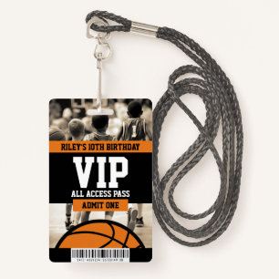 Badge Basketball VIP Anniversaire Fête Passe Invité