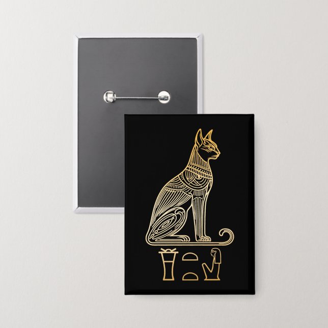 Badge Bastet, déesse égyptienne des chats. Nom dans les  (Recto/Verso)
