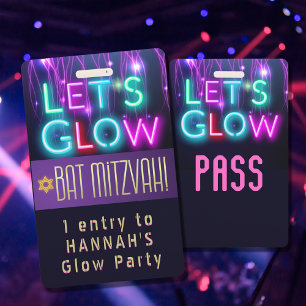 Badge Bat mitzvah Glow Party VIP ID Party PASS PERSONNAL
