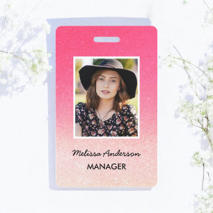 Badge Bâton de personnel à paillettes ombré rose blanc P