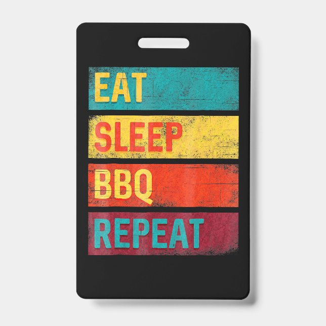 Badge BBQ | Barbecue Grillade Cadeau manger dormir BBQ (Avant)