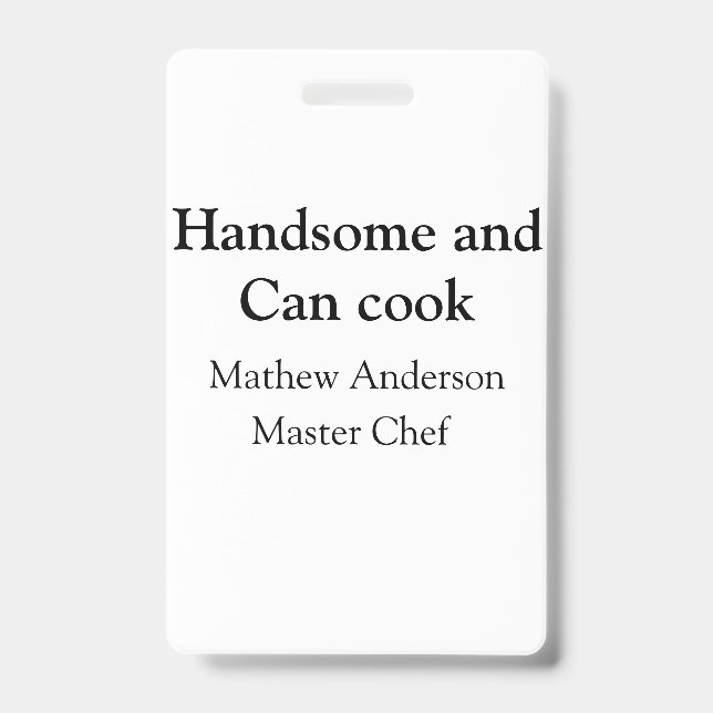 Badge Beau et peut cuisiner ajouter nom maître chef date (Avant)