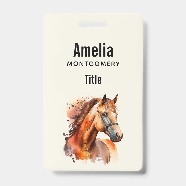 Badge Beau portrait de cheval alezan (Avant)
