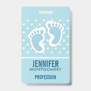 Badge Bébé bleu mou Pieds de garçon