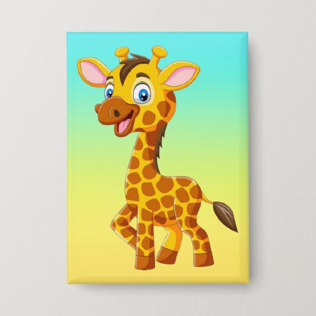 Badge Bébé girafe mignon souriant dessin animé-35280 (Recto)