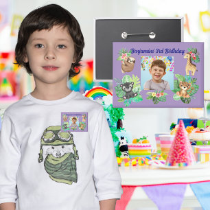 Badge Bébé tropical Animaux Bouton Anniversaire de enfan