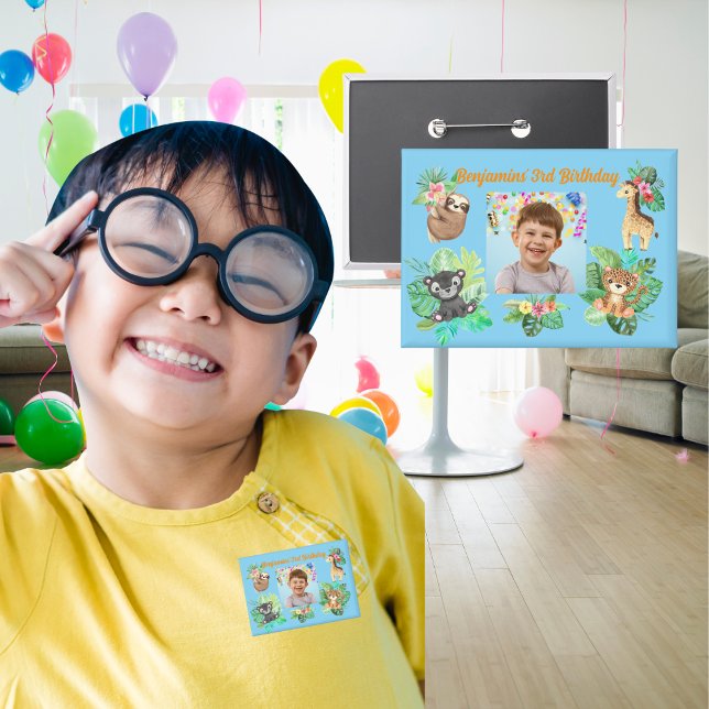 Badge Bébé tropical Animaux Bouton Anniversaire de enfan (Créateur téléchargé)