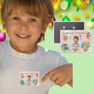 Badge Bébé tropical Animaux Bouton Anniversaire de enfan