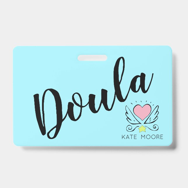 Badge Bébé Whimsical Doula Birth Coeur d'entraîneur de n (Avant)