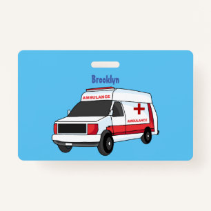 Badge Belle ambulance rouge caricature van