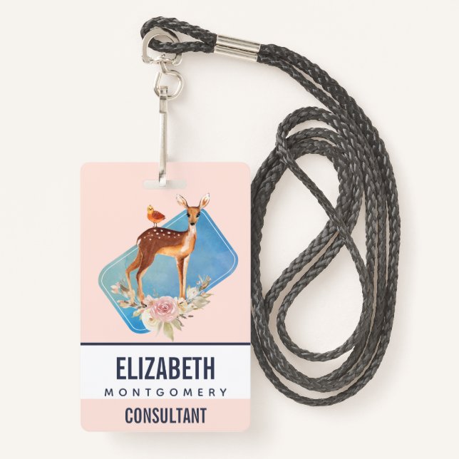 Badge Belle Doe Brown avec points blancs (Devant avec lanière)