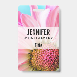 Badge Belle photo de fleur rose en gros plan