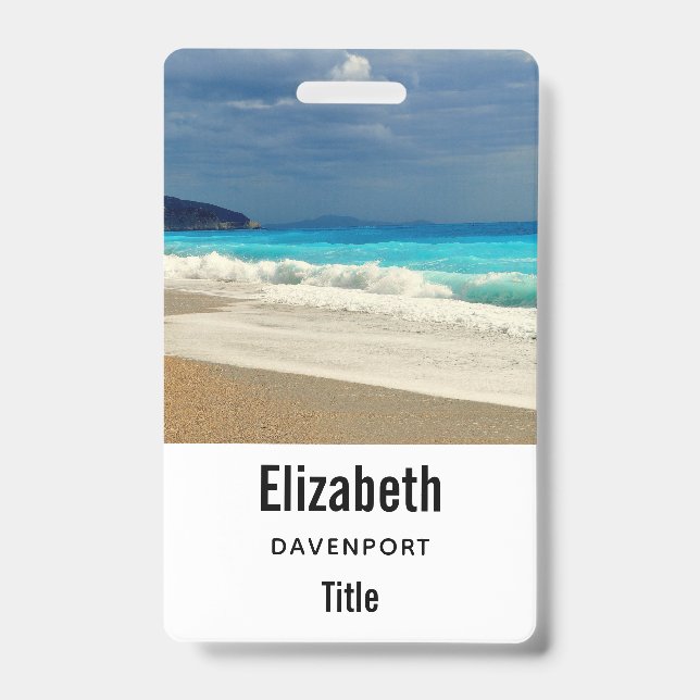 Badge Belle Turquoise Bleue Mer Tropicale Photographie (Avant)