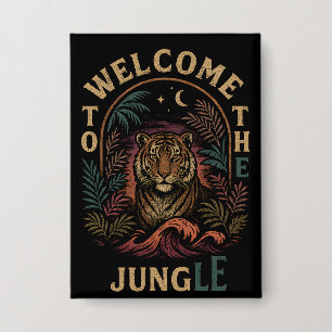 Badge Bienvenue dans la jungle vintage tigre rétro vinta