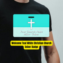 Bienvenue Turquoise White Christian Church Usher