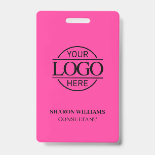 Badge Bight Pink Carte d'identité d'employé avec logo d'