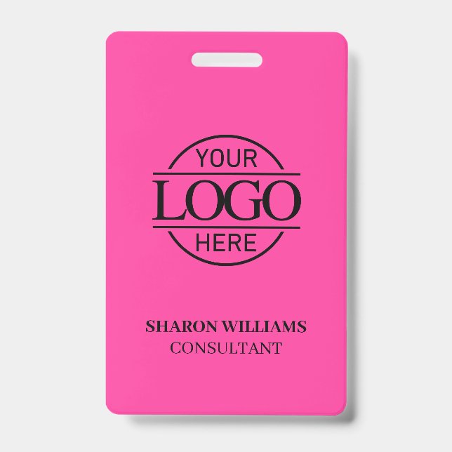 Badge Bight Pink Carte d'identité d'employé avec logo d' (Avant)