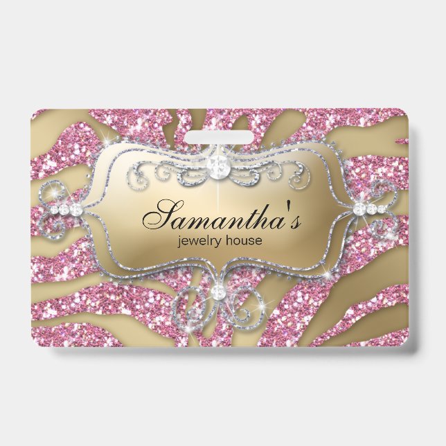Badge Bijoux Sparkle Zebra Gold Rose (Face)