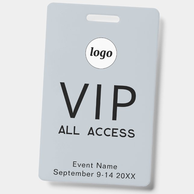 Badge Billet d'accès VIP à tous les événements Simple Lo (Simple logo with custom text business branding promotional VIP all access event ID badge)