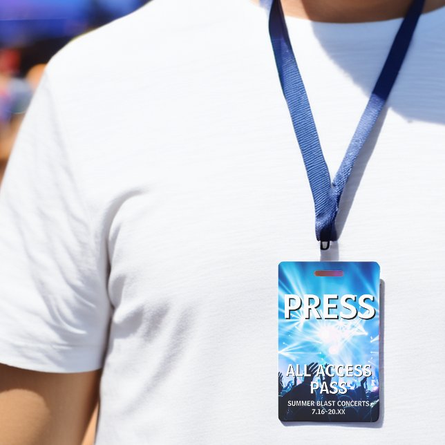 Badge Billet PRESS All Access Pass pour l'événement de c (PRESS All Access Pass Concert Event Badge)