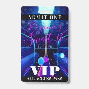 Badge Billet VIP Accès Bus de Fête Danse sous Lumière No