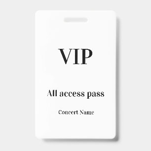 Badge billet vip accès total nom du concert occasion