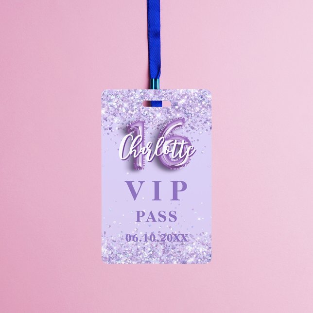 Badge Billet vip Sweet 16 violet lavande (Créateur téléchargé)