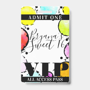 Badge Billets VIP Fête Rétro BD Douze ans sucrés