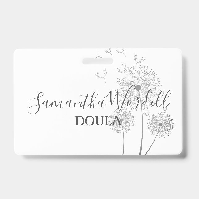 Badge Birth Doula Midwoman Illustrated Flowers (Avant)