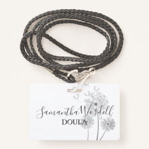 Badge Birth Doula Midwoman Illustrated Flowers