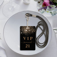 Birthday black gold glitter vip invitation