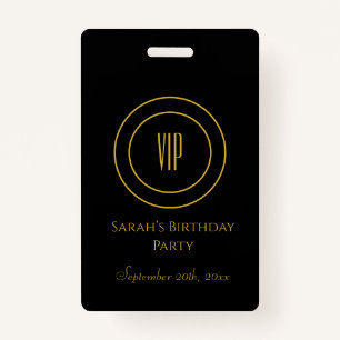 Badge Black and Gold Chic Anniversaire Party VIP Access