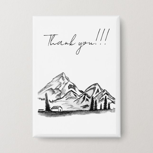 Badge black and white sketch of Mountains (Recto)