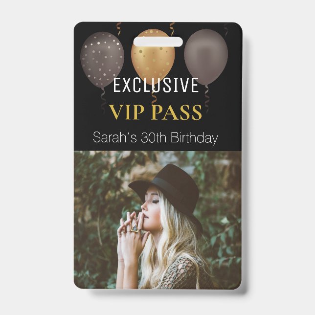 Badge Black Gold Anniversaire Photo Custom Pass VIP (Avant)