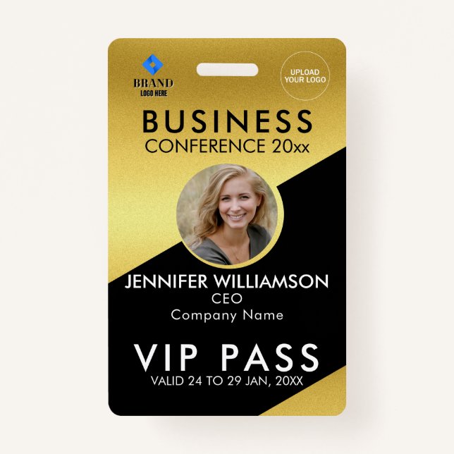 Badge Black Gold Business Conference Exposition ID photo (Devant)